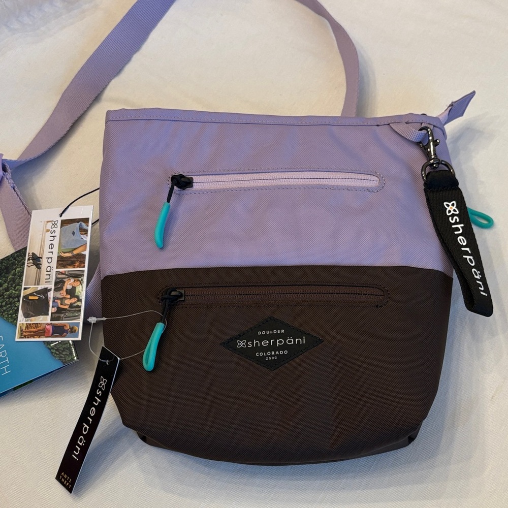Sherpani Lavender and Chocolate Crossbody Sadie Bag